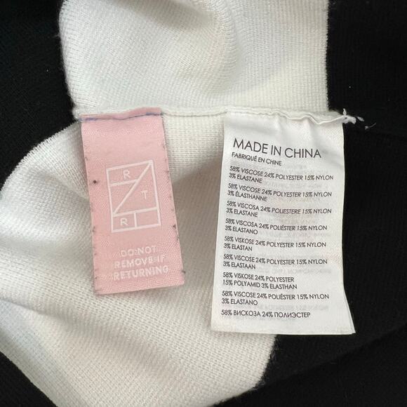 Club Monaco Milano Strapless Maxi Dress Bodycon Cocktail Black White Stripe Sz S - Picture 10 of 11